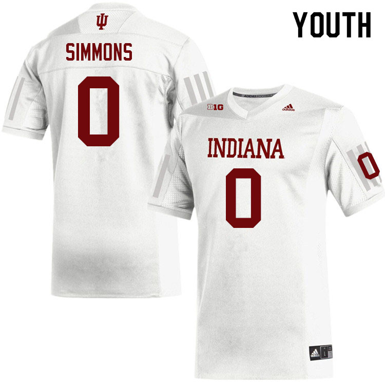 Youth #0 Emery Simmons Indiana Hoosiers College Football Jerseys Sale-White